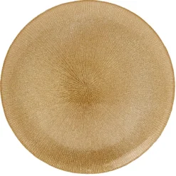 Gifi Assiette plate en verre strié doré| Vaisselle Et Accessoires De Table