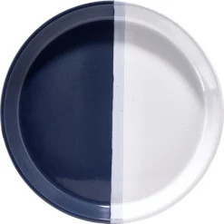 Gifi Assiette plate faïence blanc et gris Ø26cm| Vaisselle Et Accessoires De Table