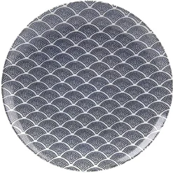 Gifi Assiette plate motif vague japonaise bleue et blanche| Vaisselle Et Accessoires De Table