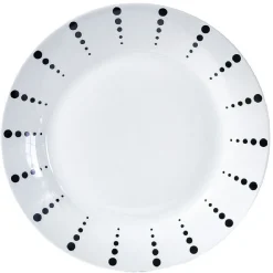 Gifi Assiette plate porcelaine blanche à pois noir x4| Vaisselle Et Accessoires De Table