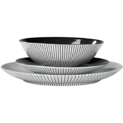 Gifi Assiette plate rayure noire et blanche| Vaisselle Et Accessoires De Table