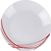 Gifi Assiette plate ronde Arcopal blanche lignes rouges| Vaisselle Et Accessoires De Table