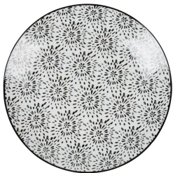 Gifi Assiette plate ronde blanche et noire Sara| Vaisselle Et Accessoires De Table