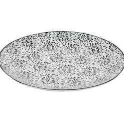 Gifi Assiette plate ronde blanche et noire Sara| Vaisselle Et Accessoires De Table