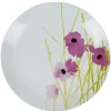 Gifi Assiette plate ronde blanche motif pavot violet| Vaisselle Et Accessoires De Table