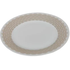 Gifi Assiette plate ronde blanche bordure dorée vague seigaiha| Vaisselle Et Accessoires De Table