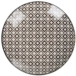 Vaisselle Et Accessoires De Table<Gifi Assiette plate ronde blanche motif losange noir Etna