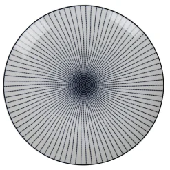 Gifi Assiette plate ronde blanche rayon bleu| Vaisselle Et Accessoires De Table