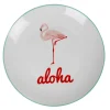 Gifi Assiette plate ronde blanche flamant rose aloha| Vaisselle Et Accessoires De Table