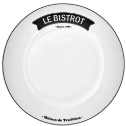 Gifi Assiette plate ronde blanche inscription noire Le Bistrot| Vaisselle Et Accessoires De Table