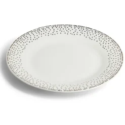 Gifi Assiette plate ronde Ø26,5cm porcelaine pois blanc et doré| Vaisselle Et Accessoires De Table