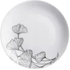 Gifi Assiette plate ronde décor fleur blanc noir| Vaisselle Et Accessoires De Table