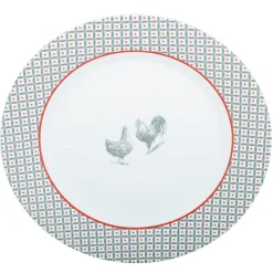 Gifi Assiette plate ronde design poule rebord motif triangulaire| Vaisselle Et Accessoires De Table