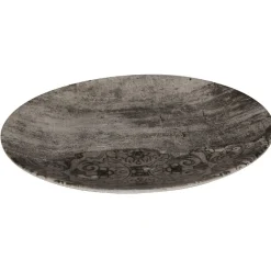 Gifi Assiette plate ronde effet vieux bois décor arabesque| Vaisselle Et Accessoires De Table