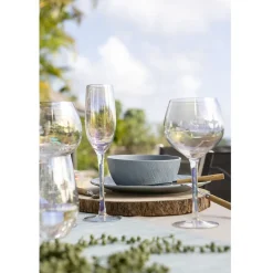 Gifi Assiette plate ronde en grès reliefbleu| Vaisselle Et Accessoires De Table