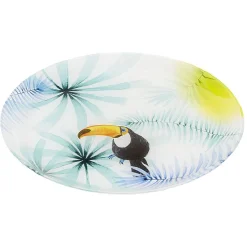 Gifi Assiette plate ronde en verre motif toucan exotique| Vaisselle Et Accessoires De Table