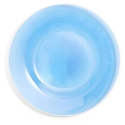 Vaisselle Et Accessoires De Table<Gifi Assiette plate ronde liseré blanc verre transparent bleu Ø26cm