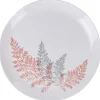 Gifi Assiette plate ronde Luminarc blanc motif feuille gris rose| Vaisselle Et Accessoires De Table