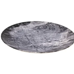 Gifi Assiette plate ronde motif ardoise gris et noir| Vaisselle Et Accessoires De Table