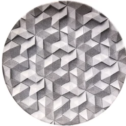 Gifi Assiette plate ronde motif origami gris et blanc| Vaisselle Et Accessoires De Table