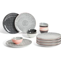 Gifi Assiette plate ronde motif géométrique noir et blanc| Vaisselle Et Accessoires De Table