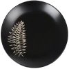 Gifi Assiette plate ronde noire motif plante blanche embossé| Vaisselle Et Accessoires De Table