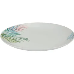 Gifi Assiette plate ronde porcelaine motif feuillage multicolore| Vaisselle Et Accessoires De Table