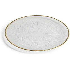 Gifi Assiette plate ronde verre transparent rebord doré Ø28cm| Vaisselle Et Accessoires De Table