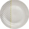 Gifi Assiette plate Zanzibar motif géométrique blanc et gris| Vaisselle Et Accessoires De Table