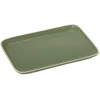 Gifi Assiette rectangulaire faïence vert 28,5x19,5cm| Vaisselle Et Accessoires De Table