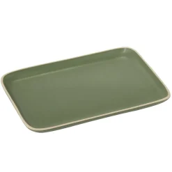 Gifi Assiette rectangulaire faïence vert 28,5x19,5cm| Vaisselle Et Accessoires De Table