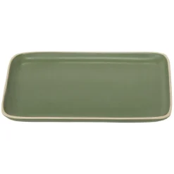 Gifi Assiette rectangulaire faïence vert 28,5x19,5cm| Vaisselle Et Accessoires De Table