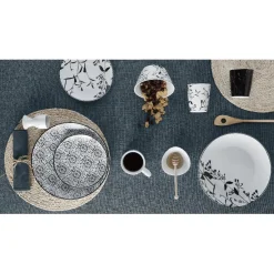 Vaisselle Et Accessoires De Table<Gifi Assiette ronde blanche décor tiges feuilles noires