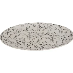 Gifi Assiette ronde fibre de bambou motif tiges et feuilles| Vaisselle Et Accessoires De Table