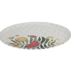 Gifi Assiette ronde motifs fruits exotiques et feuille de palmier| Vaisselle Et Accessoires De Table