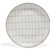 Gifi Assiette ronde plate décor gris avec liseré rouge| Vaisselle Et Accessoires De Table