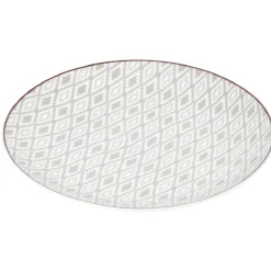 Gifi Assiette ronde plate décor gris avec liseré rouge| Vaisselle Et Accessoires De Table