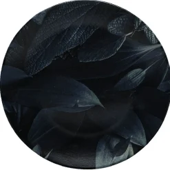 Gifi Assiette ronde plate décor feuillage vert noir| Vaisselle Et Accessoires De Table