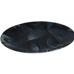 Gifi Assiette ronde plate décor feuillage vert noir| Vaisselle Et Accessoires De Table