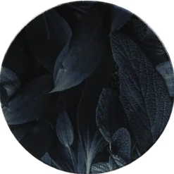 Gifi Assiette ronde plate motif feuillage vert noir| Vaisselle Et Accessoires De Table