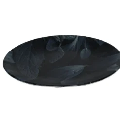 Gifi Assiette ronde plate motif feuillage vert noir| Vaisselle Et Accessoires De Table