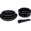 Cuisson<Gifi Batterie de cuisine 6 pièces aluminium noir