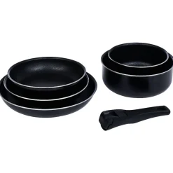 Cuisson<Gifi Batterie de cuisine 6 pièces aluminium noir