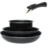 Cuisson<Gifi Batterie ELECTROLUX 4 pcs poignée amovible anti-adhésive