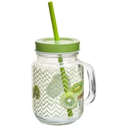 Gifi Bocal à anse avec paille décor kiwi| Vaisselle Et Accessoires De Table