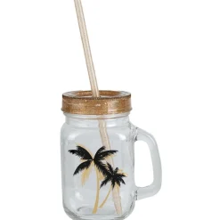 Vaisselle Et Accessoires De Table<Gifi Bocal à anse avec paille motif exotique