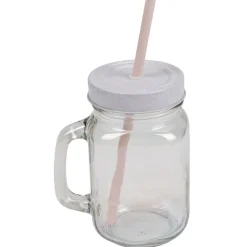 Gifi Bocal à paille en verre irisé avec couvercle| Vaisselle Et Accessoires De Table