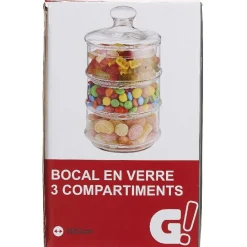 Conservation Alimentaire<Gifi Bocal bonbonnière 3 compartiments en verre transparent