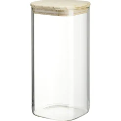 Conservation Alimentaire<Gifi Bocal carré transparent avec couvercle en bois 1,4L