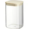 Conservation Alimentaire<Gifi Bocal carré transparent avec couvercle en bois 1L